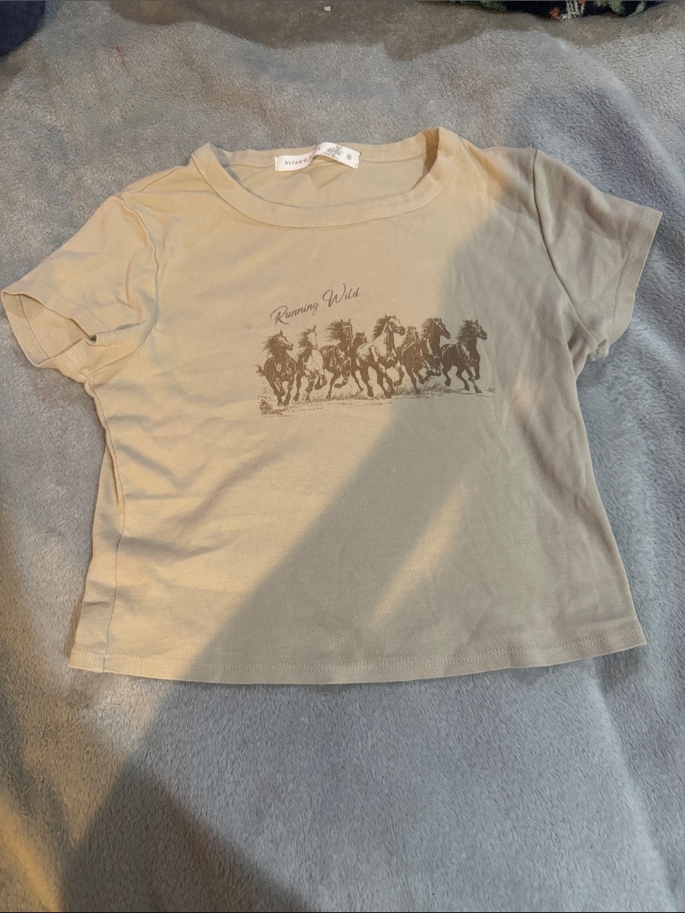Altar'd State Beige 'Running Wild' Horse Baby Tee